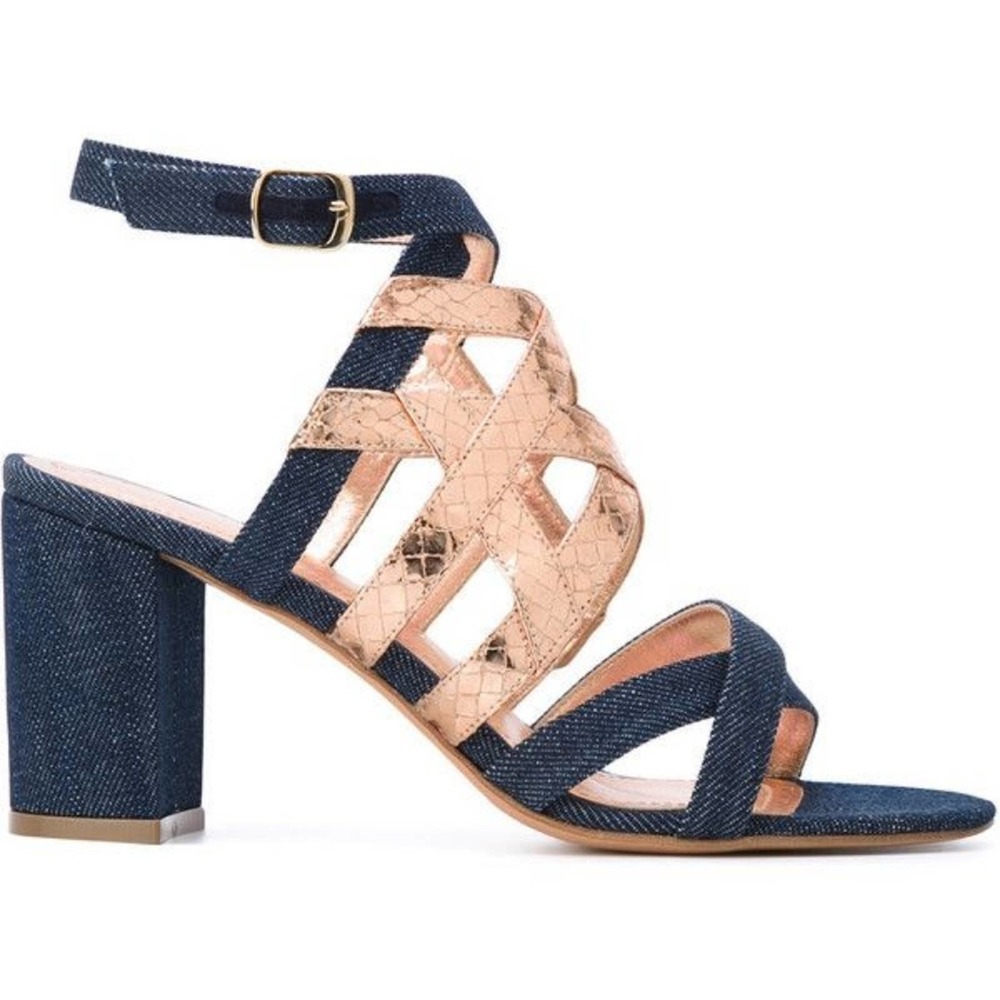 Jean Michel Cazabat Denim Metallic Cage Sandal